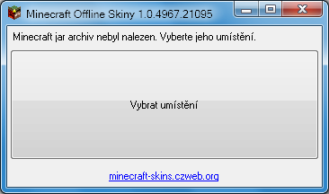 Minecraft jar archiv nebyl nalezen. Vyberte jeho umístění.