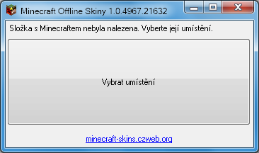 Složka s Minecraftem nebyla nalezena. Vyberte její umístění.